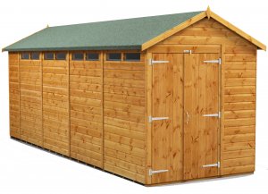 Power 18x6 Apex Secure Garden Shed - Double Door